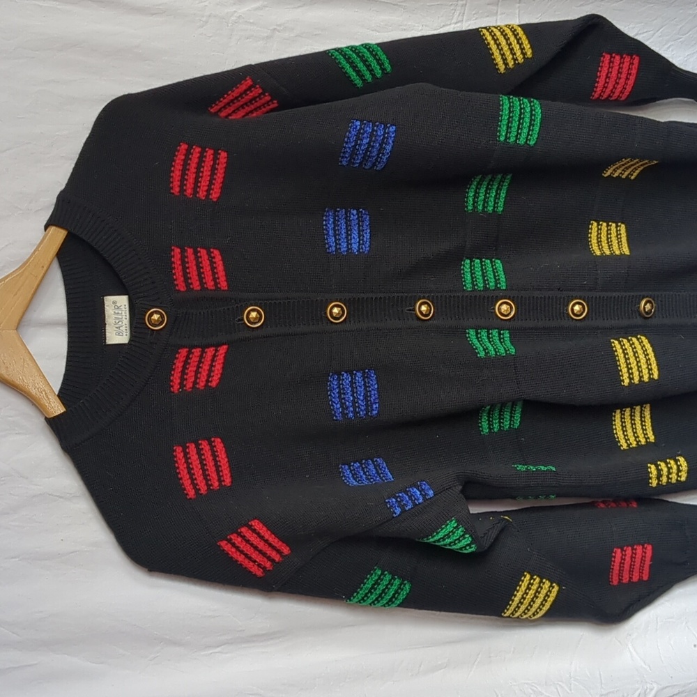 Basler cardigan women's wool navy Sweater large